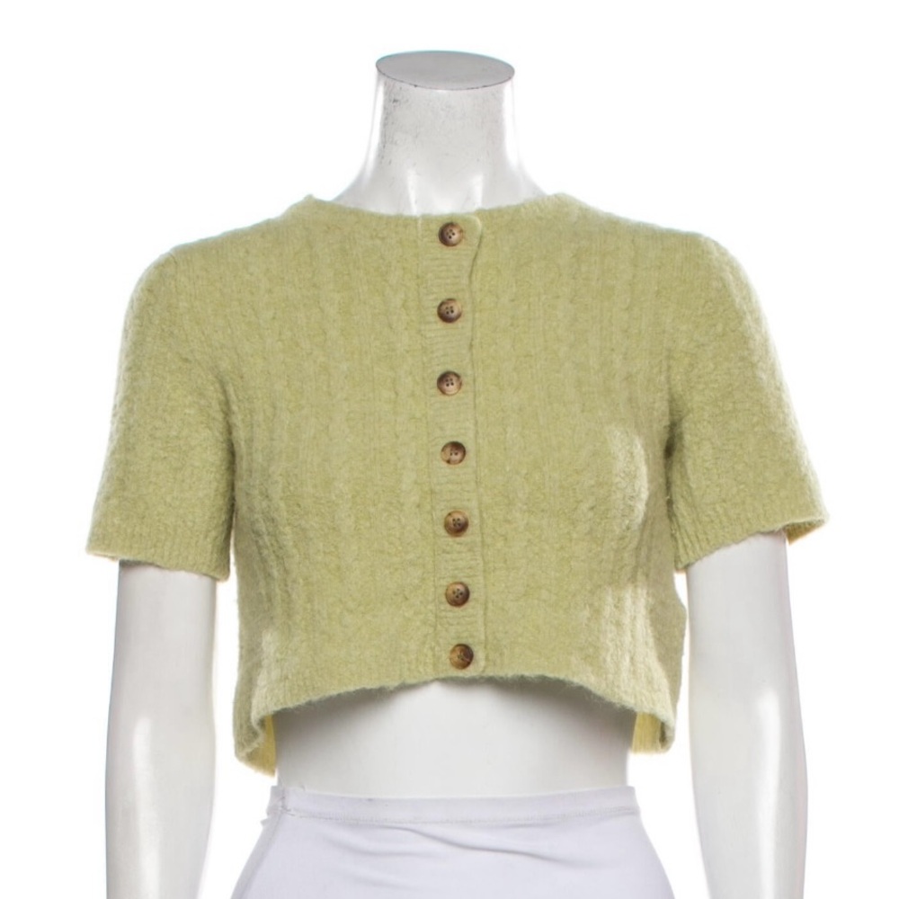 Tach Clothing Dalia Mohair Elastano Cropped Button Down Cardigan
